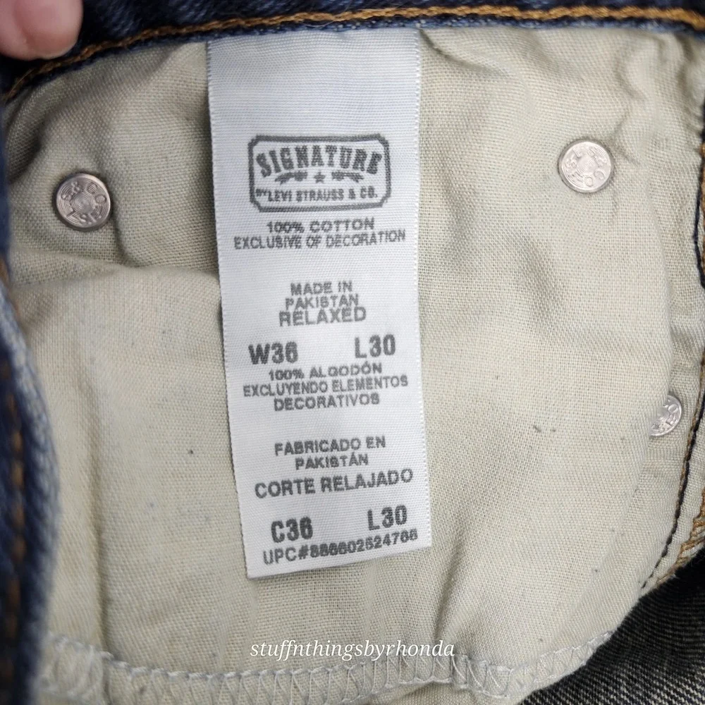 Levi's‎ Signature Jeans Men's 36 x 30 Relaxed Fit Straight Leg Blue Denim Pants